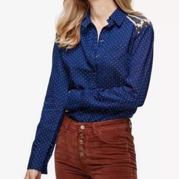 Free People Sage Blue Button Shirt Large - Picture 2 of 8